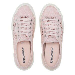 Superga Womens 2750 Macramé Lace Pink Sneakers